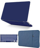 KECC Macbook Case with Cut Out Logo + Keyboard Cover and Sleeve Package |  Matte Navy