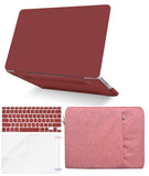 KECC Macbook Case with Cut Out Logo + Keyboard Cover, Screen Protector and Sleeve Package | Color Collection - Matte Wine Red