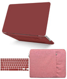 KECC Macbook Case with Cut Out Logo + Keyboard Cover and Sleeve Package | Matte Wine Red