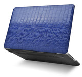 KECC Macbook Case with Cut Out Logo + Keyboard Cover Package |  Navy Crocodile Leather