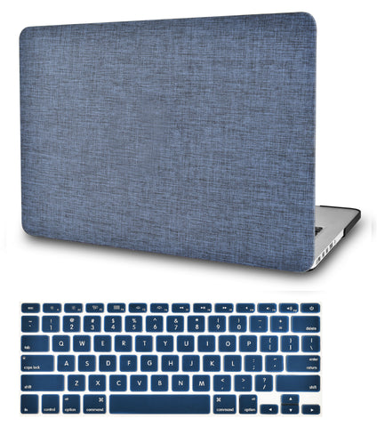 KECC Macbook Case with Cut Out Logo + Keyboard Cover Package | Color Collection - Navy Fabric