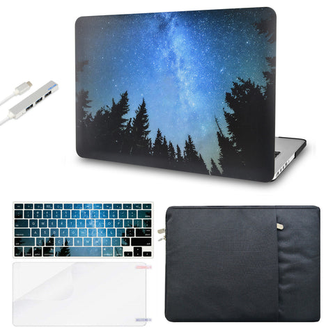 KECC Macbook Case with Cut Out Logo + Keyboard Cover, Screen Protector and Sleeve Sleeve Bag and USB |Night Sky 3
