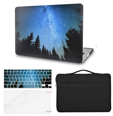KECC Macbook Case with Cut Out Logo + Keyboard Cover, Screen Protector and Sleeve Bag |Night Sky 3