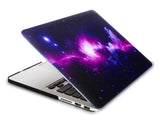 KECC Macbook Case with Cut Out Logo + Keyboard Cover, Screen Protector and Sleeve Package | Galaxy Space Collection - Purple