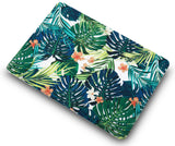 KECC Macbook Case with Cut Out Logo + Keyboard Cover, Screen Protector and Sleeve Package | Floral Collection - Palm Leaves Lilies