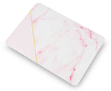 KECC Macbook Case with Cut Out Logo | Marble Collection - Pink Marble with Gold Stripe