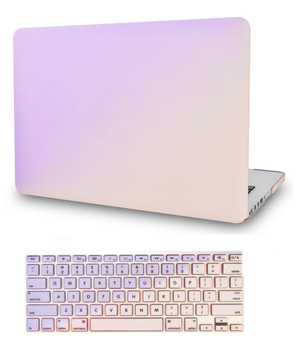 KECC Macbook Case with Cut Out Logo + Keyboard Cover Package | Pale Pink Pale Purple