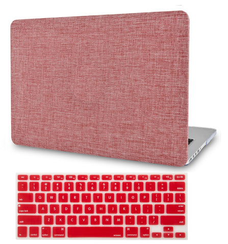 KECC Macbook Case with Cut Out Logo + Keyboard Cover Package | Color Collection - Red Fabric