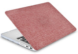 KECC Macbook Case with Cut Out Logo + Keyboard Cover, Screen Protector and Sleeve Package | Color Collection - Red Fabric