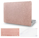 KECC Macbook Case with Cut Out Logo + Keyboard Cover and Screen Protector Package | Color Collection - Rose Gold Sparkling