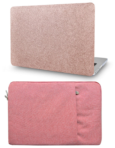 KECC Macbook Case with Cut Out Logo + Sleeve Package | Color Collection - Rose Gold Sparkling