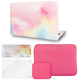KECC Macbook Case with Cut Out Logo + Keyboard Cover + Slim Sleeve + Screen Protector + Pouch |Rainbow Mist