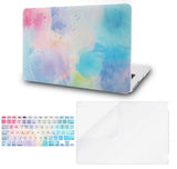 KECC Macbook Case with Cut Out Logo + Keyboard Cover and Screen Protector Package | Painting Collection - Rainbow Mist 2