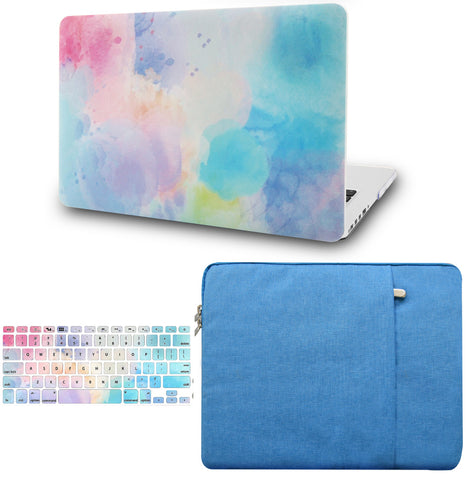 KECC Macbook Case with Cut Out Logo + Keyboard Cover and Sleeve Package | Painting Collection - Rainbow Mist 2