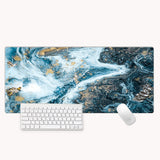 KECC Desk Pad, Office Desk Mat,PU Leather Desk Blotter, Laptop Desk Mat, Waterproof Desk Writing Pad for Office and Home Decor, Thick Gaming Mouse Pad (Deep Blue Gold Vein Marble)