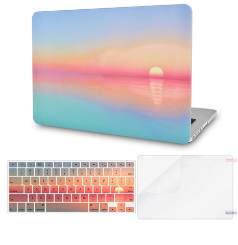 KECC Macbook Case with Cut Out Logo + Keyboard Cover and Screen Protector Package | Color Collection - Sunset