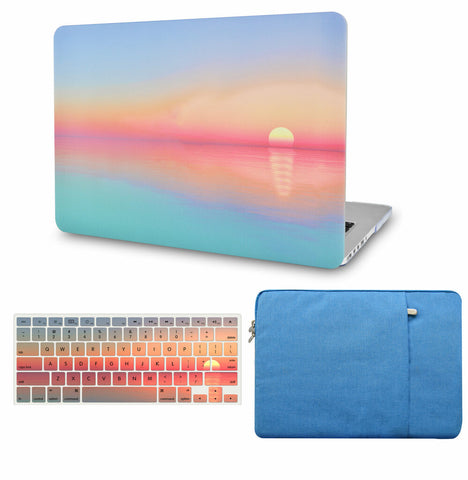 KECC Macbook Case with Cut Out Logo + Keyboard Cover and Sleeve Package |Sunset