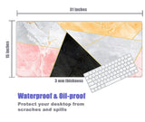KECC Desk Pad, Office Desk Mat,PU Leather Desk Blotter, Laptop Desk Mat, Waterproof Desk Writing Pad for Office and Home Decor, Thick Gaming Mouse Pad (White Marble Pink Black)