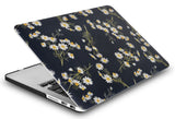KECC Macbook Case with Cut Out Logo + Keyboard Cover and Screen Protector Package | Floral Collection -White Daisies