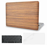 KECC Macbook Case with Cut Out Logo + Keyboard Cover and Screen Protector Package | Leather Collection - Wood Leather 2