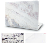 KECC Macbook Case with Cut Out Logo + Keyboard Cover and Screen Protector Package | Marble Collection - White Marble 2