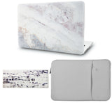 KECC Macbook Case with Cut Out Logo + Keyboard Cover and Sleeve Package | Marble Collection - White Marble 2