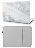 KECC Macbook Case with Cut Out Logo + Sleeve Package | Marble Collection - White Marble 2