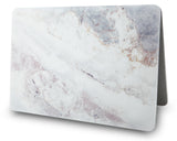 KECC Macbook Case with Cut Out Logo + Keyboard Cover + Slim Sleeve + Screen Protector + Pouch |White Marble 2