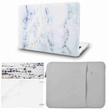 KECC Macbook Case with Cut Out Logo + Keyboard Cover, Screen Protector and Sleeve Package | Marble Collection - White Marble 3