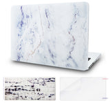 KECC Macbook Case with Cut Out Logo + Keyboard Cover and Screen Protector Package | Marble Collection - White Marble 3