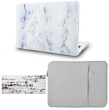KECC Macbook Case with Cut Out Logo + Keyboard Cover and Sleeve Package | Marble Collection - White Marble 3