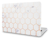 KECC Macbook Case with Cut Out Logo | Marble Collection - White Marble Hexagon