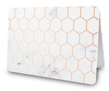 KECC Macbook Case with Cut Out Logo | Marble Collection - White Marble Hexagon