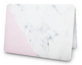KECC Macbook Case with Cut Out Logo | Marble Collection - White Marble with Pink
