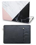 KECC Macbook Case with Cut Out Logo + Sleeve Package | Marble Collection - White Marble Pink Black