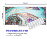 KECC Desk Pad, Office Desk Mat,PU Leather Desk Blotter, Laptop Desk Mat, Waterproof Desk Writing Pad for Office and Home Decor, Thick Gaming Mouse Pad (Lake Blue Marble)