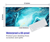 KECC Desk Pad, Office Desk Mat,PU Leather Desk Blotter, Laptop Desk Mat, Waterproof Desk Writing Pad for Office and Home Decor, Thick Gaming Mouse Pad (Ocean Marble)
