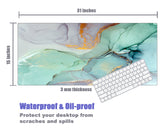 KECC Desk Pad, Office Desk Mat,PU Leather Desk Blotter, Laptop Desk Mat, Waterproof Desk Writing Pad for Office and Home Decor, Thick Gaming Mouse Pad (Teal Marble)