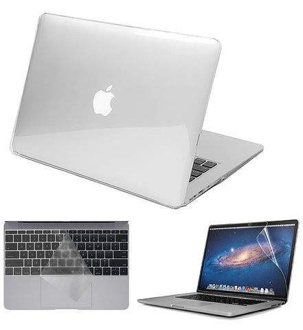 Macbook Case with Keyboard Cover and Screen Protector Package | Color Collection - Crystal Clear - Case Kool