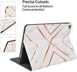iPad Case | Marble Collection -  White Marble Gold Stripes - Case Kool