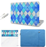 KECC Macbook Case with Cut Out Logo + Keyboard Cover, Screen Protector and Sleeve Sleeve Bag and USB |Blue Cyan Diamond