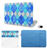 KECC Macbook Case with Cut Out Logo + Keyboard Cover, Screen Protector and Sleeve Sleeve Bag and Webcam Cover|Blue Cyan Diamond