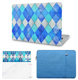 KECC Macbook Case with Cut Out Logo + Keyboard Cover, Screen Protector and Sleeve Package | Blue Cyan Diamond