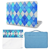 KECC Macbook Case with Cut Out Logo + Keyboard Cover, Screen Protector and Sleeve Bag |Blue Cyan Diamond