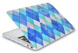 KECC Macbook Case with Cut Out Logo + Keyboard Cover and Screen Protector Package | Blue Cyan Diamond