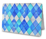 KECC Macbook Case with Cut Out Logo + Keyboard Cover and Sleeve Package |Blue Cyan Diamond