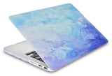 KECC Macbook Case with Cut Out Logo + Keyboard Cover, Screen Protector and Sleeve Bag | Blue - Water Paint 2