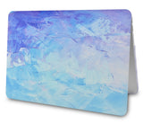 KECC Macbook Case with Cut Out Logo + Keyboard Cover, Screen Protector and Sleeve Bag | Blue - Water Paint 2