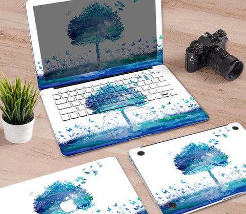 Macbook Decal Skin | Paint Collection - Blue Tree - Case Kool