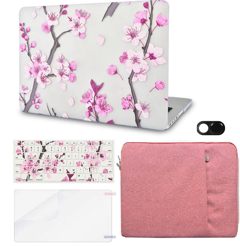 KECC Macbook Case with Cut Out Logo + Keyboard Cover, Screen Protector and Sleeve Sleeve Bag and Webcam Cover|Flower 10